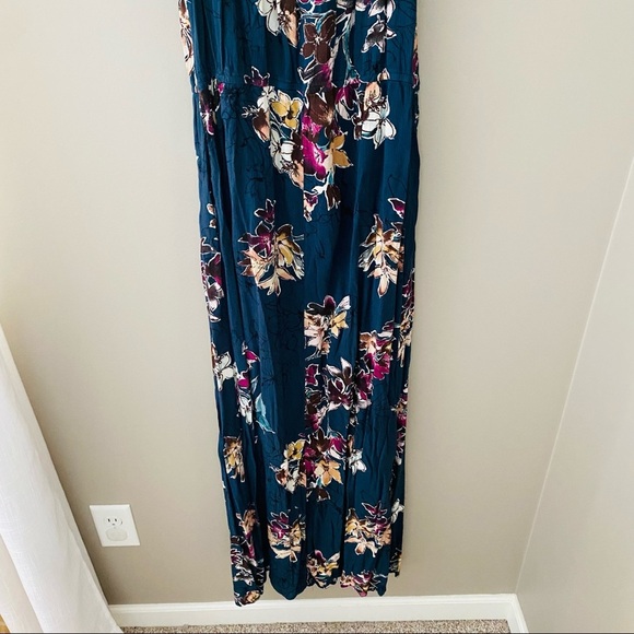 Xhilaration Floral Print Maxi Dress Blue Sz Medium - Picture 2 of 12